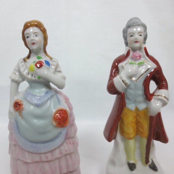 Figurines 40s Vintage 18th Century French Fashion Couple Porcelain Lot of 2 - Picture 9 of 11